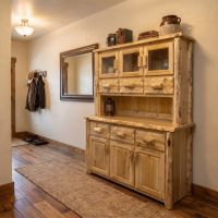 Rustic Hutch: Some lifestyle images are created with AI for visualization purposes. Crafted from natural solid wood, each piece is unique and will vary.