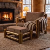 Rustic Lodge Furniture: Some lifestyle images are created with AI for visualization purposes. Crafted from natural solid wood, each piece is unique and will vary.