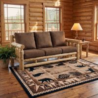 Cedar Log Sofa: Some lifestyle images are created with AI for visualization purposes. Crafted from natural solid wood, each piece is unique and will vary.