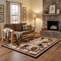 Cedar Log Sofa: Some lifestyle images are created with AI for visualization purposes. Crafted from natural solid wood, each piece is unique and will vary.
