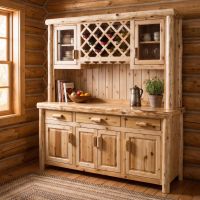 Rustic Cedar Hutch: Some lifestyle images are created with AI for visualization purposes. Crafted from natural solid wood, each piece is unique and will vary.