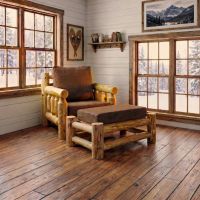 Log Ottoman: Some lifestyle images are created with AI for visualization purposes. Crafted from natural solid wood, each piece is unique and will vary.