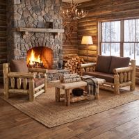 Cedar Log Chair: Some lifestyle images are created with AI for visualization purposes. Crafted from natural solid wood, each piece is unique and will vary.