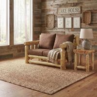 Cedar Log Loveseat: Some lifestyle images are created with AI for visualization purposes. Crafted from natural solid wood, each piece is unique and will vary.