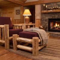 Log Ottoman: Some lifestyle images are created with AI for visualization purposes. Crafted from natural solid wood, each piece is unique and will vary.
