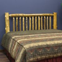 Cedar Lake Small Spindle Log Headboard--Clear finish