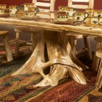 Shown in Clear finish with Liquid Glass table top finish.
Please note: Stumps are selected based on availability, functionality, structural integrity, and aesthetic value. Each stump is completely unique in shape and size and will not resemble the one