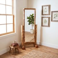 Aspen Mirror: Some lifestyle images are created with AI for visualization purposes. Crafted from natural solid wood, each piece is unique and will vary.