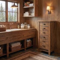 Barnwood Chest Of Drawers: Some lifestyle images are created with AI for visualization purposes. Crafted from natural solid wood, each piece is unique and will vary.