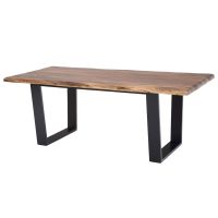 Contemporary Rustic Live Edge Writing Desk - Black Walnut Tabletop - Natural Clear Finish