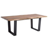 Contemporary Rustic Live Edge Writing Desk - Black Walnut Tabletop - Natural Clear Finish