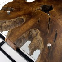 Contemporary Rustic Glass Top Coffee Table