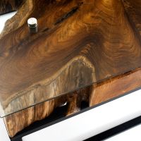 Contemporary Rustic Glass Top Coffee Table