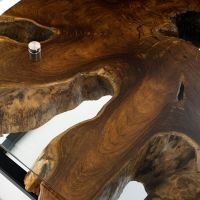 Contemporary Rustic Glass Top Coffee Table