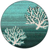 Coral Pattern Area Rug - Aqua