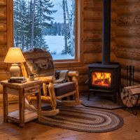 Rustic Rocking Chair: Some lifestyle images are created with AI for visualization purposes. Crafted from natural solid wood, each piece is unique and will vary.