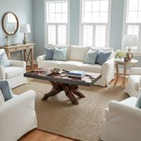 Log Coffee Table: Some lifestyle images are created with AI for visualization purposes. Crafted from natural solid wood, each piece is unique and will vary.