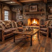 Barn Wood Coffee Table: Some lifestyle images are created with AI for visualization purposes. Crafted from natural solid wood, each piece is unique and will vary.