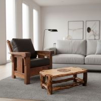 Aspen Coffee Table: Some lifestyle images are created with AI for visualization purposes. Crafted from natural solid wood, each piece is unique and will vary.