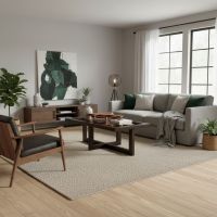 Modern Coffee Table: Some lifestyle images are created with AI for visualization purposes. Crafted from natural solid wood, each piece is unique and will vary.