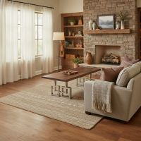 Contemporary Coffee Table: Some lifestyle images are created with AI for visualization purposes. Crafted from natural solid wood, each piece is unique and will vary.