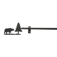 Wrought Iron Bear & Pine Curtain Rod w/Hardware: