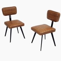Contemporary Leather Upholstered Dining Chair - Saddle Brown Leather