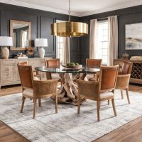 Modern Dining Chair: Some lifestyle images are created with AI for visualization purposes. Crafted from natural solid wood, each piece is unique and will vary.