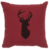 Deer Head Image Decor Pillow - Brick Red