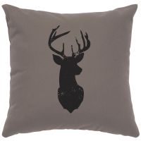 Deer Head Image Decor Pillow - Chrome Cotton