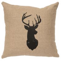 Deer Head Image Decor Pillow - Natural Linen