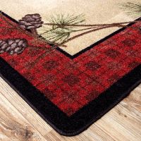 Delicate Pines Rug - Red Plaid
