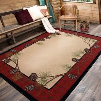 Delicate Pines Rug - Red Plaid