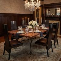 Modern Copper Dining Table: Some lifestyle images are created with AI for visualization purposes. Crafted from natural solid wood, each piece is unique and will vary.