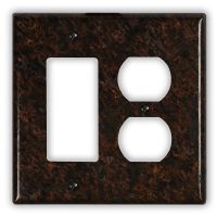 Distressed Dark 1 Rocker/GFI 1 Outlet Copper Switch Plate