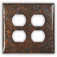 Distressed Dark 2 Outlet Copper Switch Plate