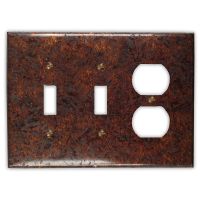 Distressed Dark 2 Toggle 1 Outlet Copper Switch Plate