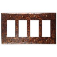 Distressed Dark 4 Rocker/GFI Copper Switch Plate