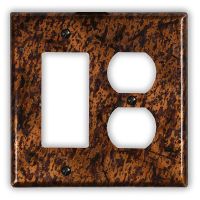 Distressed Light 1 Rocker/GFI 1 Outlet Copper Switch Plate