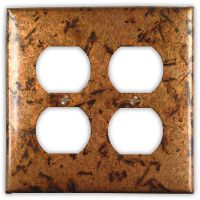 Distressed Light 2 Outlet Copper Switch Plate