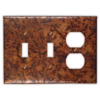 Distressed Medium 2 Toggle 1 Outlet Copper Switch Plate