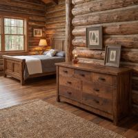 Rustic Barnwood Dresser: Some lifestyle images are created with AI for visualization purposes. Crafted from natural solid wood, each piece is unique and will vary.