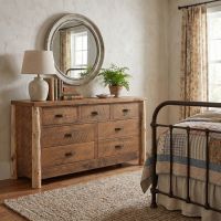 Rustic Dresser: Some lifestyle images are created with AI for visualization purposes. Crafted from natural solid wood, each piece is unique and will vary.