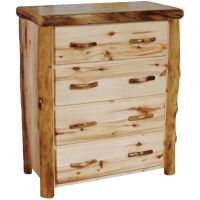 Beartooth Aspen 4 Drawer Log Chest - Flat Drawer Fronts - Natural Panel & Natural Log