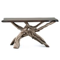 Uptown Rustic Driftwood Sofa Table - Jacobean Maple Top
