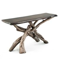 Uptown Rustic Driftwood Sofa Table - Jacobean Maple Top