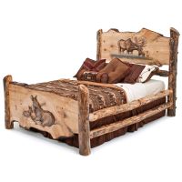 Hand-Carved Drinking Moose Bed