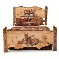 Hand Carved Log Bed
