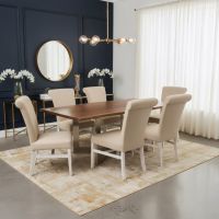 Contemporary Dining Table: Some lifestyle images are created with AI for visualization purposes. Crafted from natural solid wood, each piece is unique and will vary.