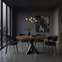 Hardwood Dining Table: Some lifestyle images are created with AI for visualization purposes. Crafted from natural solid wood, each piece is unique and will vary.